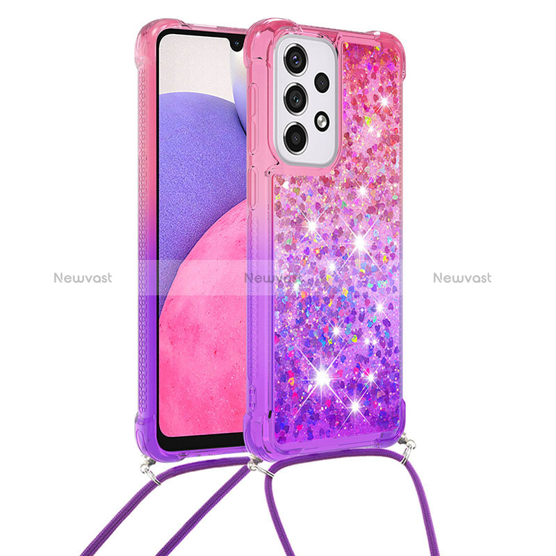 Silicone Candy Rubber TPU Bling-Bling Soft Case Cover with Lanyard Strap S01 for Samsung Galaxy A33 5G