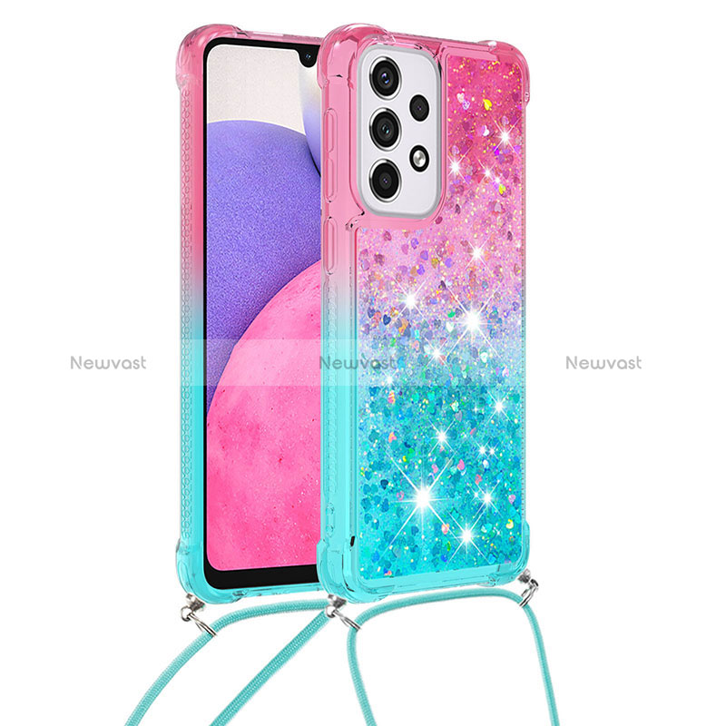 Silicone Candy Rubber TPU Bling-Bling Soft Case Cover with Lanyard Strap S01 for Samsung Galaxy A33 5G