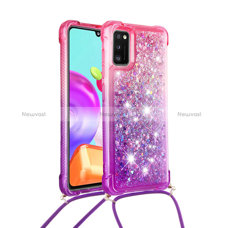 Silicone Candy Rubber TPU Bling-Bling Soft Case Cover with Lanyard Strap S01 for Samsung Galaxy A41