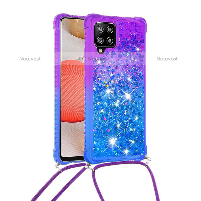 Silicone Candy Rubber TPU Bling-Bling Soft Case Cover with Lanyard Strap S01 for Samsung Galaxy A42 5G