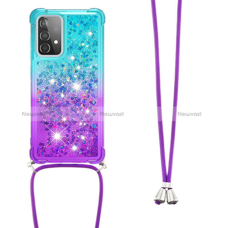 Silicone Candy Rubber TPU Bling-Bling Soft Case Cover with Lanyard Strap S01 for Samsung Galaxy A52s 5G