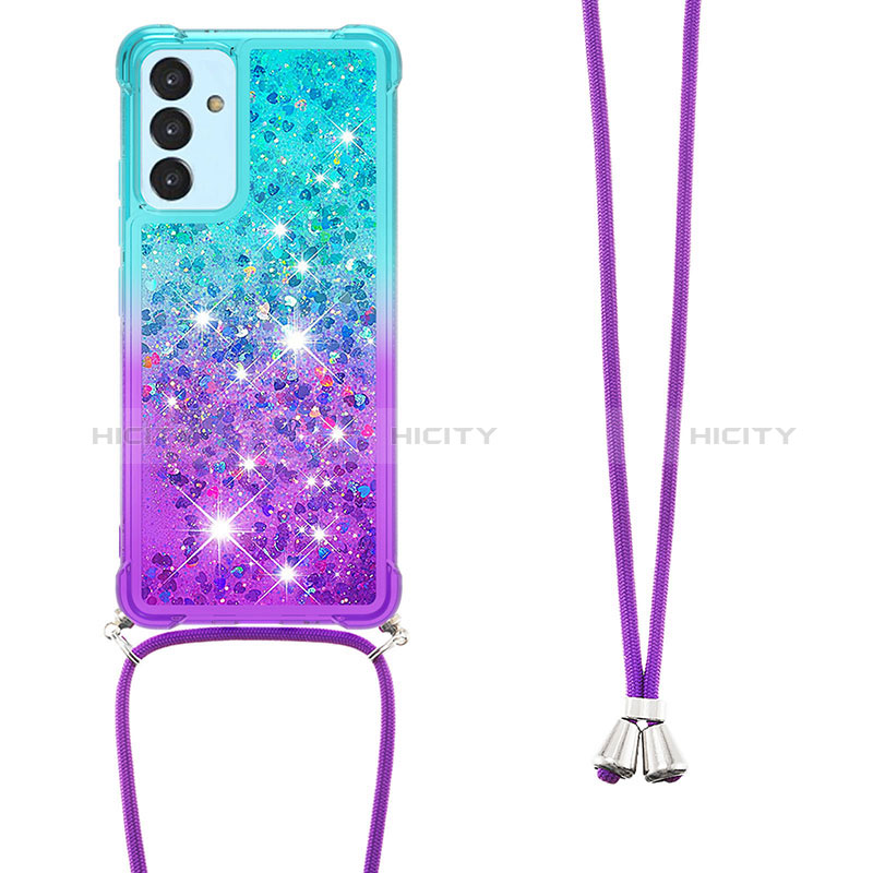 Silicone Candy Rubber TPU Bling-Bling Soft Case Cover with Lanyard Strap S01 for Samsung Galaxy A54 5G