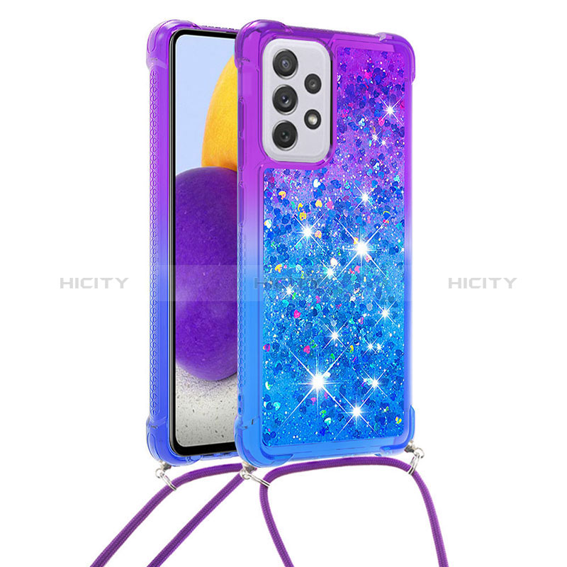 Silicone Candy Rubber TPU Bling-Bling Soft Case Cover with Lanyard Strap S01 for Samsung Galaxy A73 5G