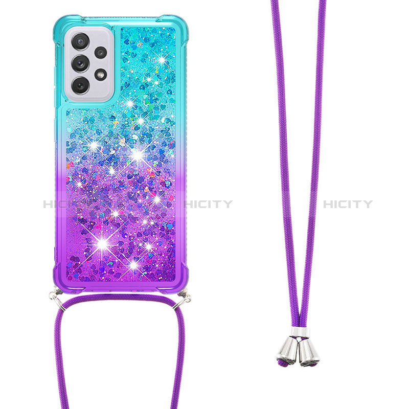 Silicone Candy Rubber TPU Bling-Bling Soft Case Cover with Lanyard Strap S01 for Samsung Galaxy A73 5G