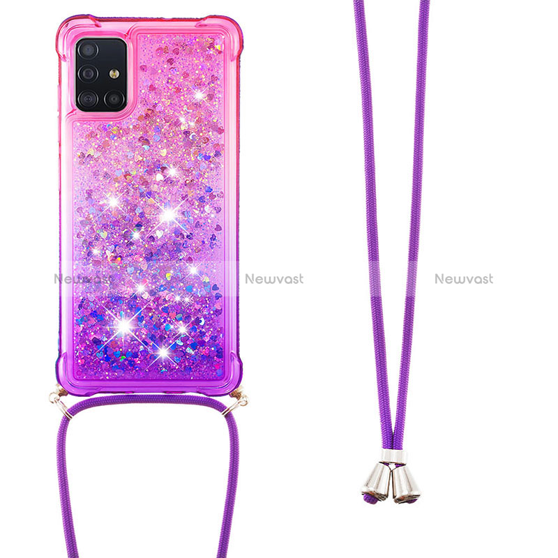 Silicone Candy Rubber TPU Bling-Bling Soft Case Cover with Lanyard Strap S01 for Samsung Galaxy M40S