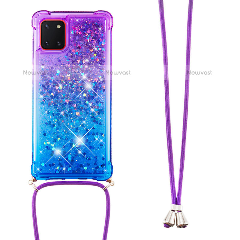 Silicone Candy Rubber TPU Bling-Bling Soft Case Cover with Lanyard Strap S01 for Samsung Galaxy Note 10 Lite