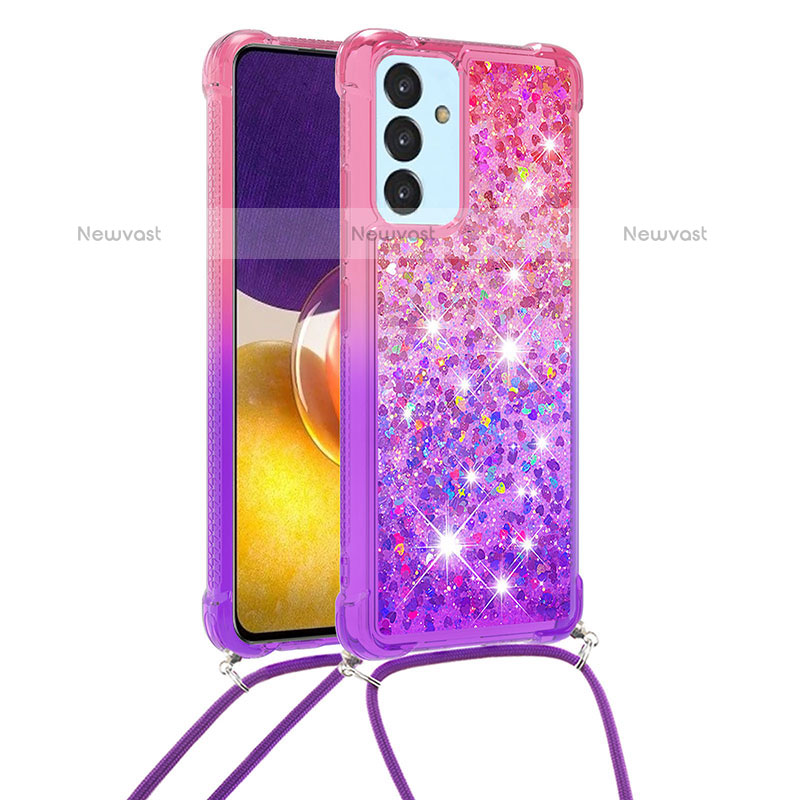 Silicone Candy Rubber TPU Bling-Bling Soft Case Cover with Lanyard Strap S01 for Samsung Galaxy Quantum2 5G