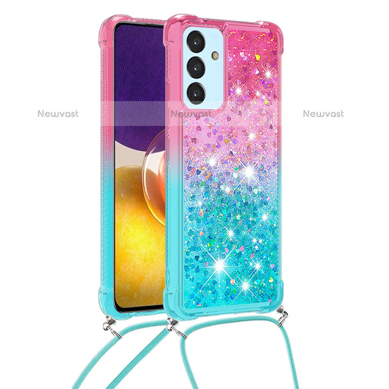 Silicone Candy Rubber TPU Bling-Bling Soft Case Cover with Lanyard Strap S01 for Samsung Galaxy Quantum2 5G