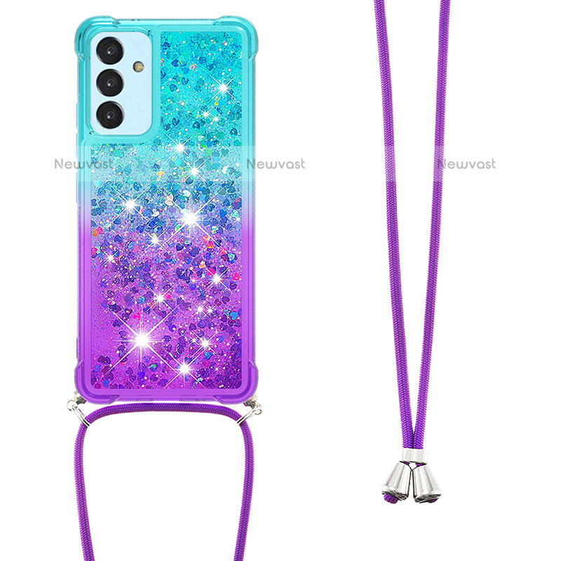 Silicone Candy Rubber TPU Bling-Bling Soft Case Cover with Lanyard Strap S01 for Samsung Galaxy Quantum2 5G