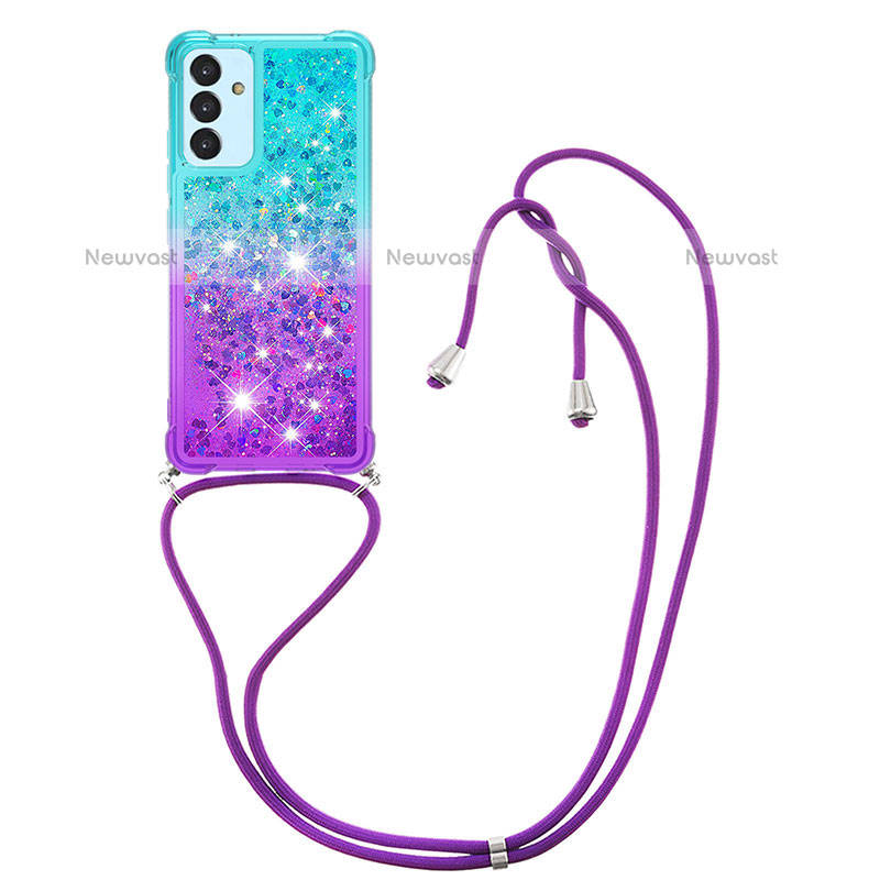 Silicone Candy Rubber TPU Bling-Bling Soft Case Cover with Lanyard Strap S01 for Samsung Galaxy Quantum2 5G