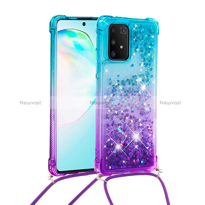 Silicone Candy Rubber TPU Bling-Bling Soft Case Cover with Lanyard Strap S01 for Samsung Galaxy S10 Lite