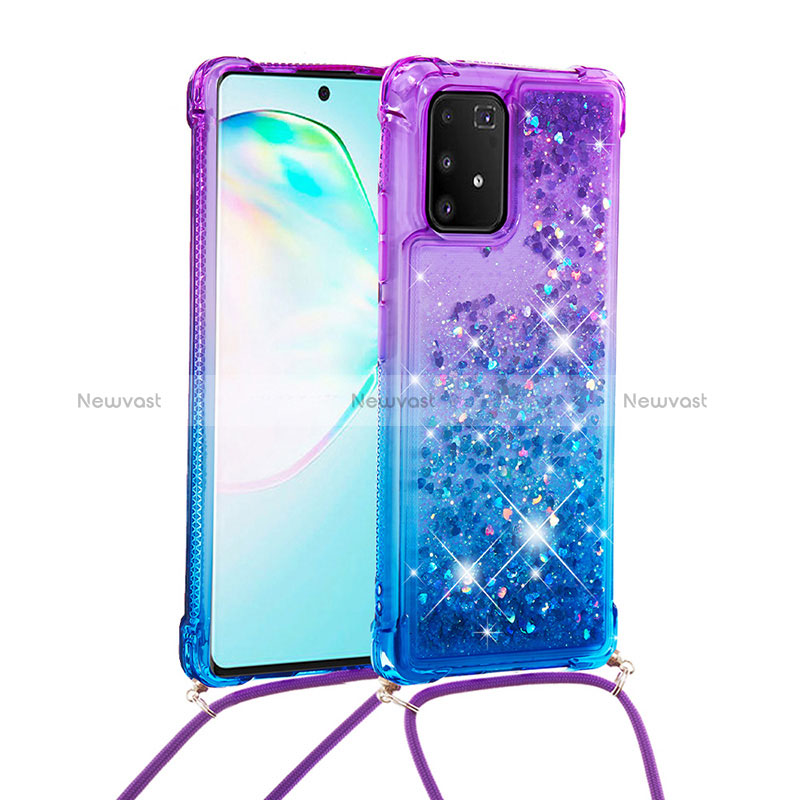 Silicone Candy Rubber TPU Bling-Bling Soft Case Cover with Lanyard Strap S01 for Samsung Galaxy S10 Lite