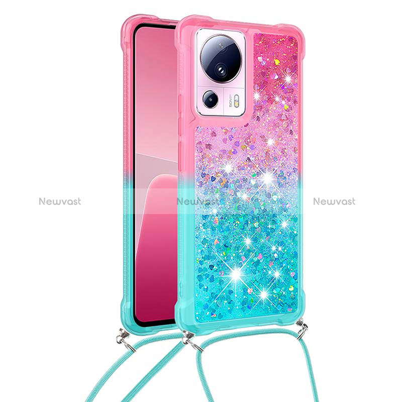 Silicone Candy Rubber TPU Bling-Bling Soft Case Cover with Lanyard Strap S01 for Xiaomi Civi 2 5G