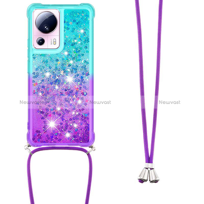 Silicone Candy Rubber TPU Bling-Bling Soft Case Cover with Lanyard Strap S01 for Xiaomi Civi 2 5G