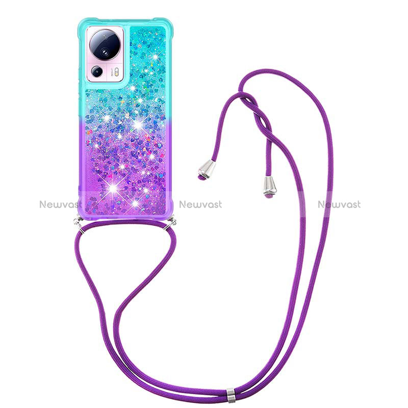 Silicone Candy Rubber TPU Bling-Bling Soft Case Cover with Lanyard Strap S01 for Xiaomi Civi 2 5G