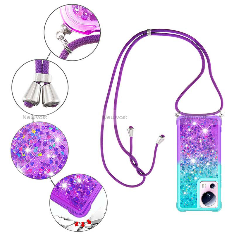 Silicone Candy Rubber TPU Bling-Bling Soft Case Cover with Lanyard Strap S01 for Xiaomi Civi 2 5G