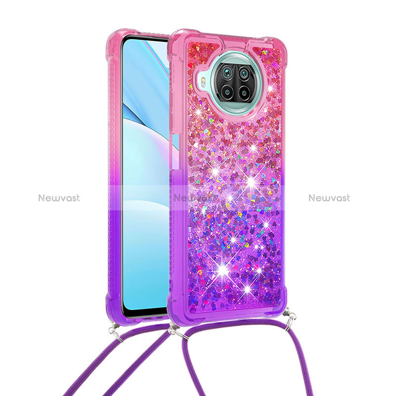 Silicone Candy Rubber TPU Bling-Bling Soft Case Cover with Lanyard Strap S01 for Xiaomi Mi 10i 5G