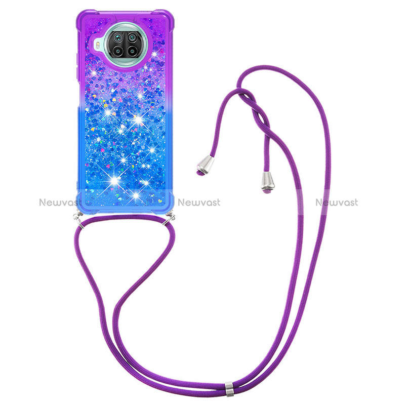 Silicone Candy Rubber TPU Bling-Bling Soft Case Cover with Lanyard Strap S01 for Xiaomi Mi 10i 5G