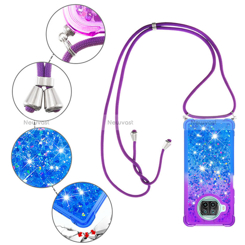 Silicone Candy Rubber TPU Bling-Bling Soft Case Cover with Lanyard Strap S01 for Xiaomi Mi 10T Lite 5G