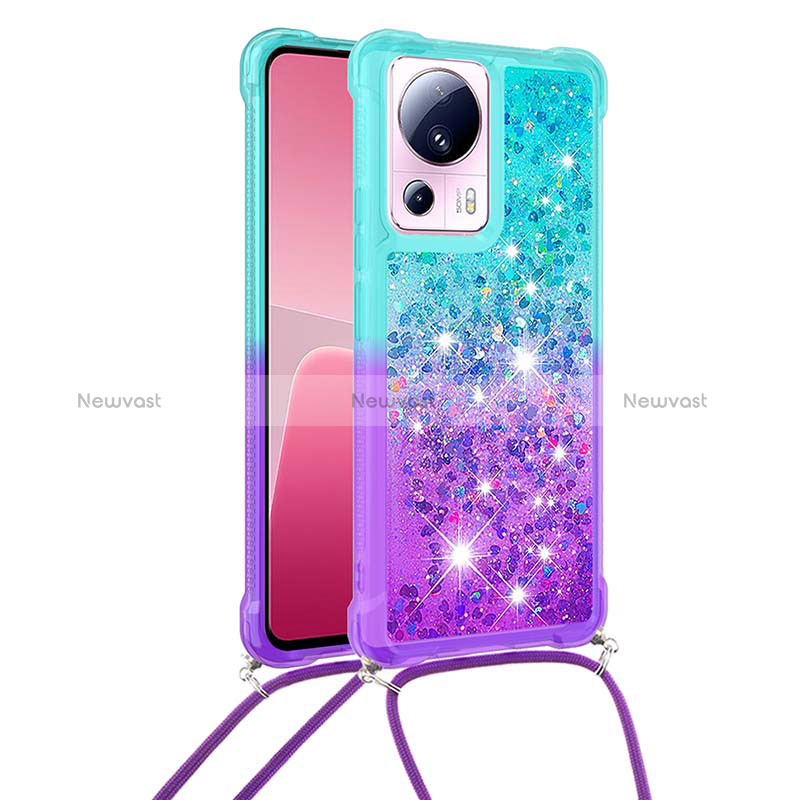 Silicone Candy Rubber TPU Bling-Bling Soft Case Cover with Lanyard Strap S01 for Xiaomi Mi 12 Lite NE 5G