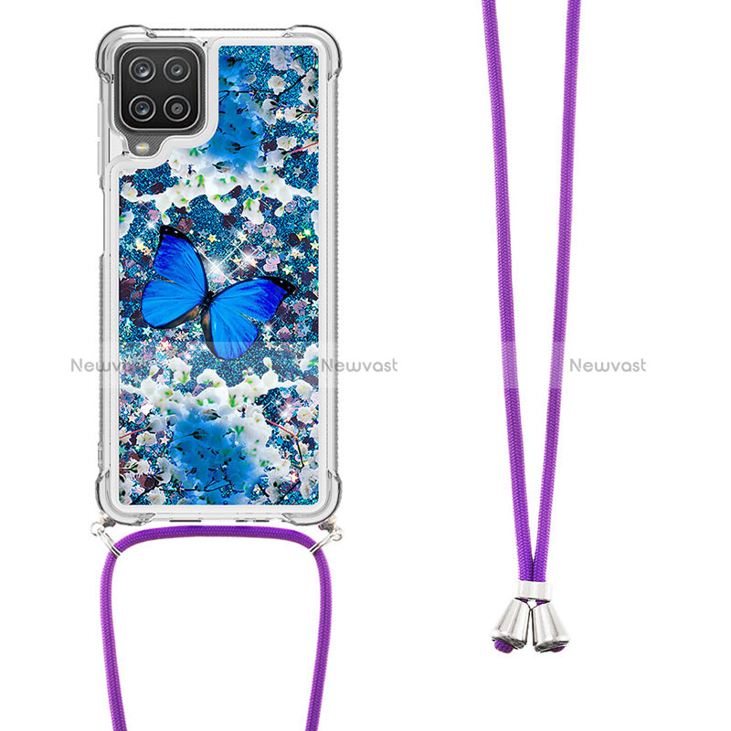 Silicone Candy Rubber TPU Bling-Bling Soft Case Cover with Lanyard Strap S02 for Samsung Galaxy A12 Nacho