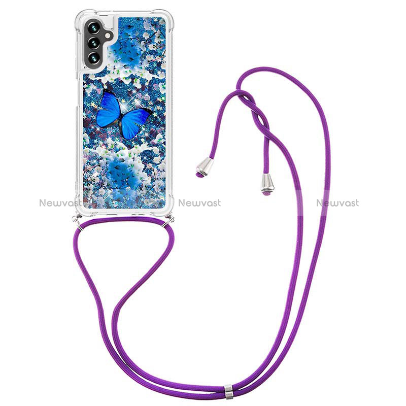 Silicone Candy Rubber TPU Bling-Bling Soft Case Cover with Lanyard Strap S02 for Samsung Galaxy A13 5G