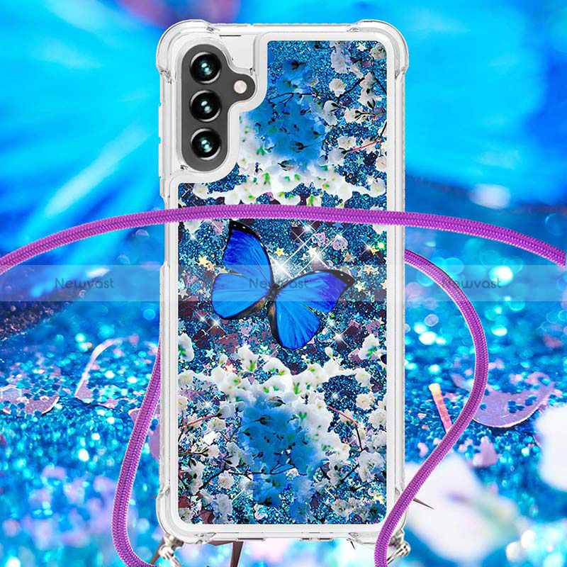 Silicone Candy Rubber TPU Bling-Bling Soft Case Cover with Lanyard Strap S02 for Samsung Galaxy A13 5G