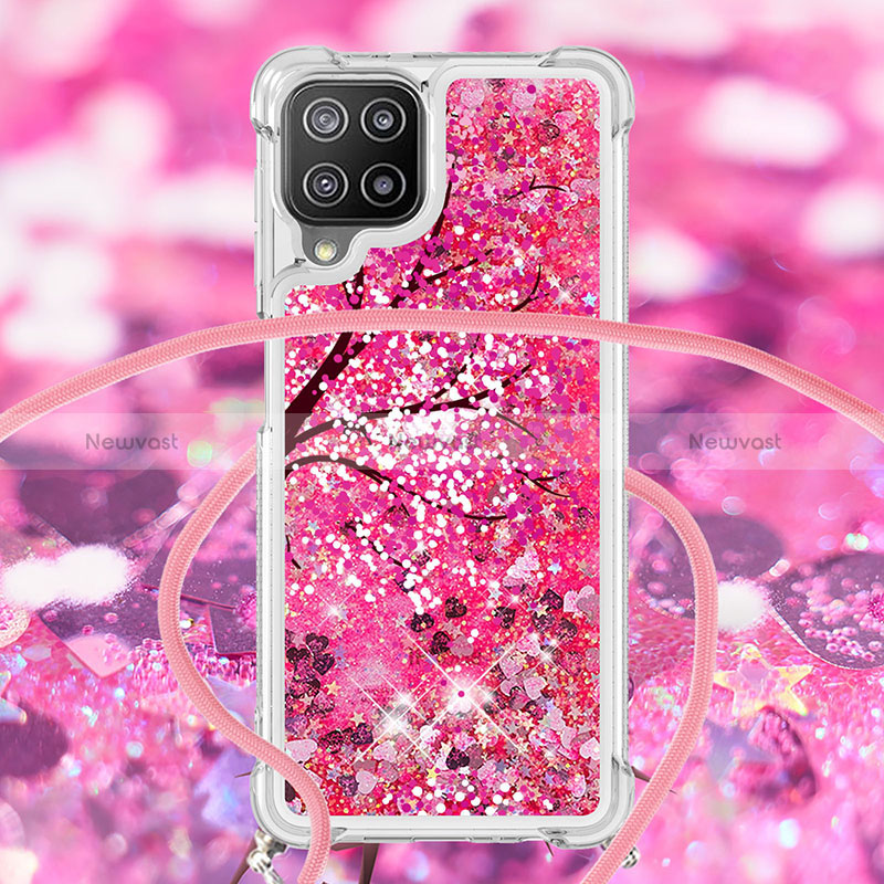 Silicone Candy Rubber TPU Bling-Bling Soft Case Cover with Lanyard Strap S02 for Samsung Galaxy A22 4G