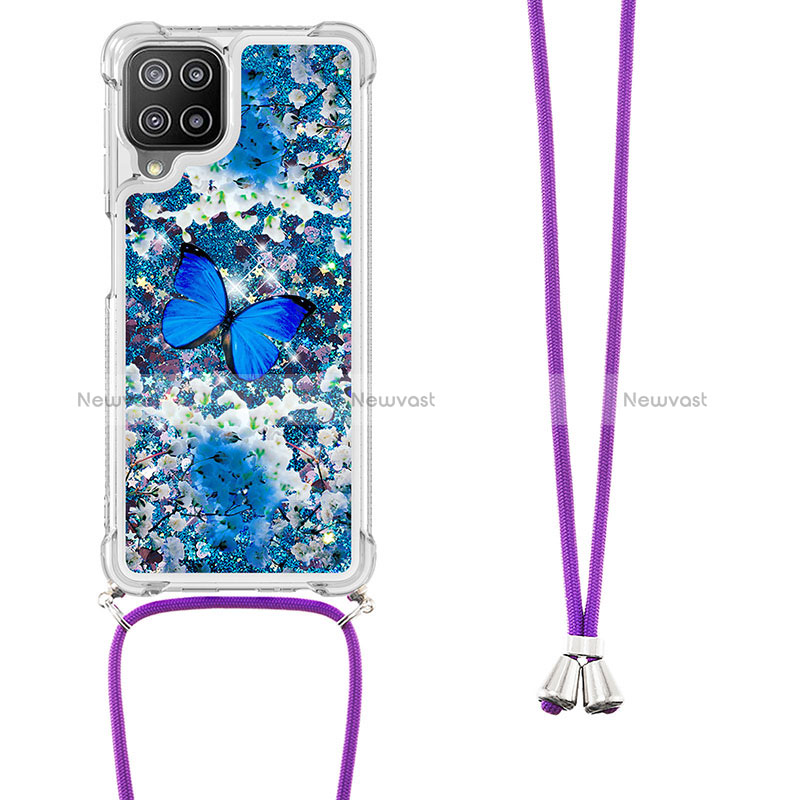 Silicone Candy Rubber TPU Bling-Bling Soft Case Cover with Lanyard Strap S02 for Samsung Galaxy A22 4G