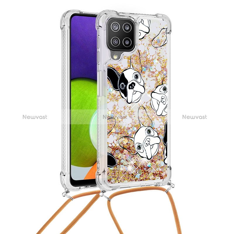 Silicone Candy Rubber TPU Bling-Bling Soft Case Cover with Lanyard Strap S02 for Samsung Galaxy A22 4G