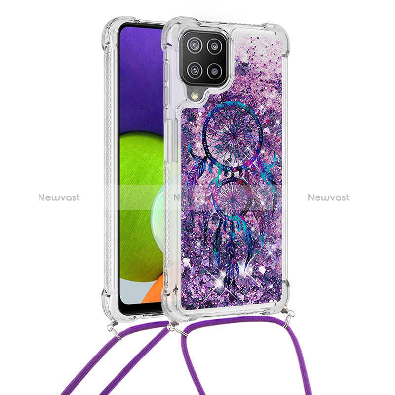 Silicone Candy Rubber TPU Bling-Bling Soft Case Cover with Lanyard Strap S02 for Samsung Galaxy A22 4G