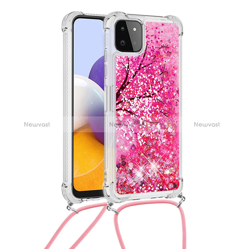 Silicone Candy Rubber TPU Bling-Bling Soft Case Cover with Lanyard Strap S02 for Samsung Galaxy A22 5G