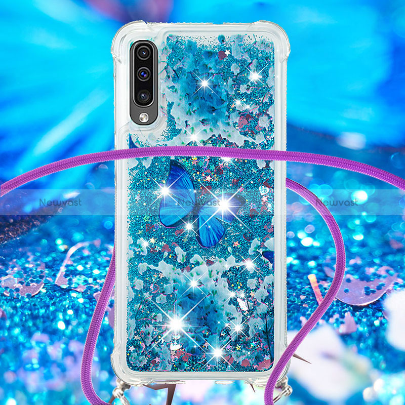 Silicone Candy Rubber TPU Bling-Bling Soft Case Cover with Lanyard Strap S02 for Samsung Galaxy A30S