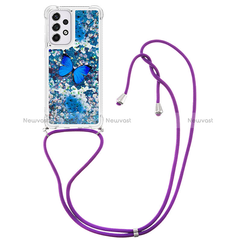 Silicone Candy Rubber TPU Bling-Bling Soft Case Cover with Lanyard Strap S02 for Samsung Galaxy A33 5G