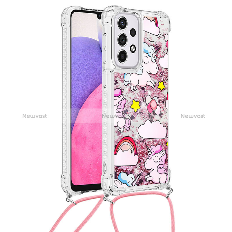 Silicone Candy Rubber TPU Bling-Bling Soft Case Cover with Lanyard Strap S02 for Samsung Galaxy A33 5G