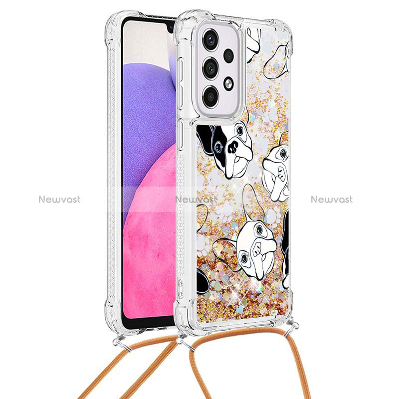 Silicone Candy Rubber TPU Bling-Bling Soft Case Cover with Lanyard Strap S02 for Samsung Galaxy A33 5G