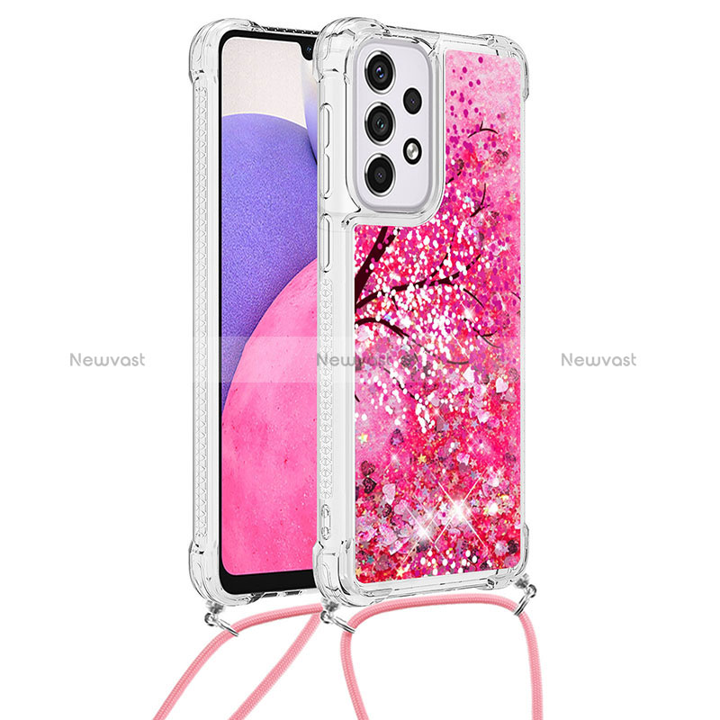 Silicone Candy Rubber TPU Bling-Bling Soft Case Cover with Lanyard Strap S02 for Samsung Galaxy A33 5G