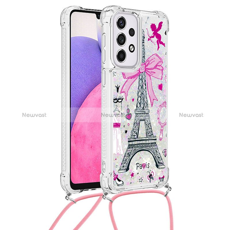 Silicone Candy Rubber TPU Bling-Bling Soft Case Cover with Lanyard Strap S02 for Samsung Galaxy A33 5G