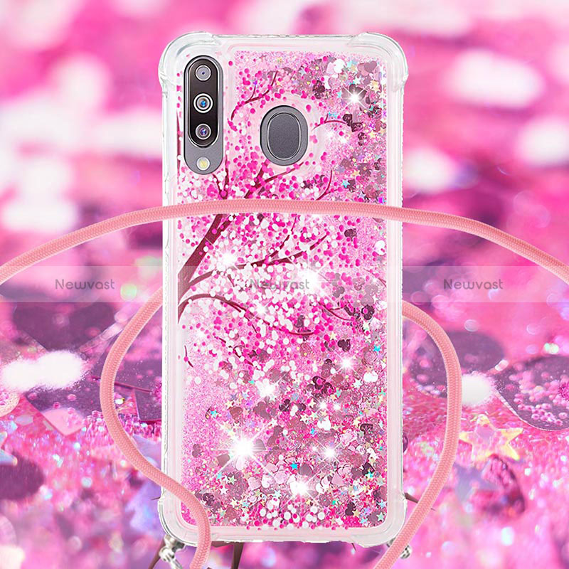 Silicone Candy Rubber TPU Bling-Bling Soft Case Cover with Lanyard Strap S02 for Samsung Galaxy A40s