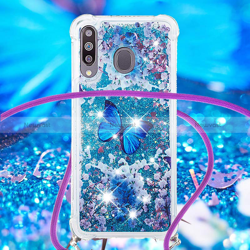 Silicone Candy Rubber TPU Bling-Bling Soft Case Cover with Lanyard Strap S02 for Samsung Galaxy A40s