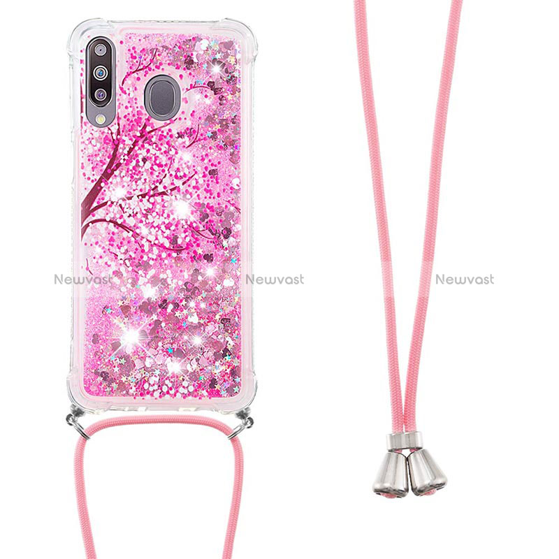 Silicone Candy Rubber TPU Bling-Bling Soft Case Cover with Lanyard Strap S02 for Samsung Galaxy A40s