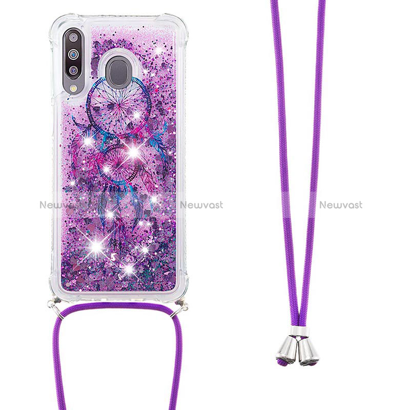 Silicone Candy Rubber TPU Bling-Bling Soft Case Cover with Lanyard Strap S02 for Samsung Galaxy A40s