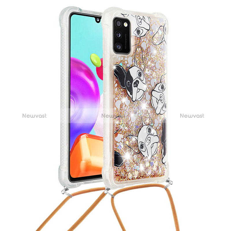 Silicone Candy Rubber TPU Bling-Bling Soft Case Cover with Lanyard Strap S02 for Samsung Galaxy A41