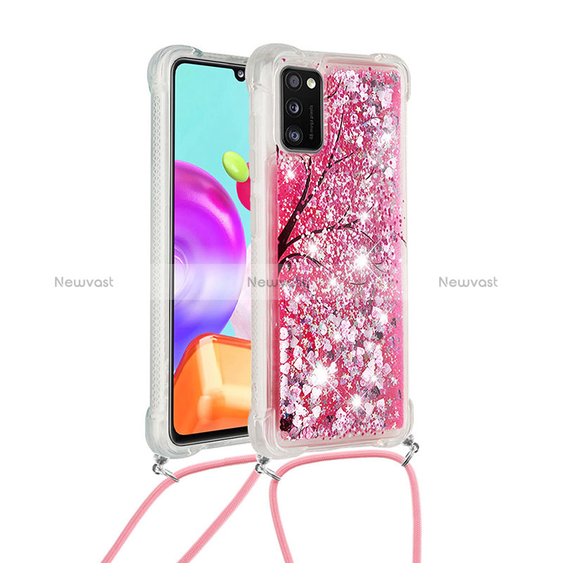 Silicone Candy Rubber TPU Bling-Bling Soft Case Cover with Lanyard Strap S02 for Samsung Galaxy A41