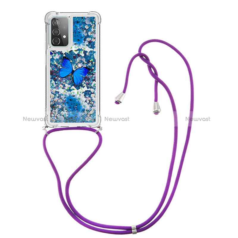 Silicone Candy Rubber TPU Bling-Bling Soft Case Cover with Lanyard Strap S02 for Samsung Galaxy A52s 5G