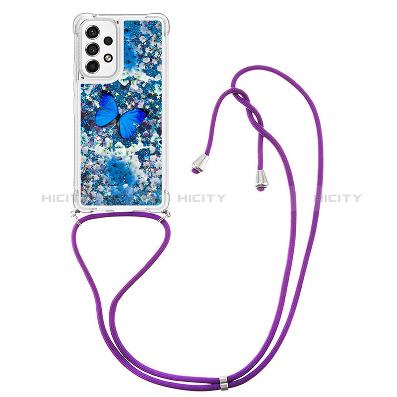 Silicone Candy Rubber TPU Bling-Bling Soft Case Cover with Lanyard Strap S02 for Samsung Galaxy A53 5G