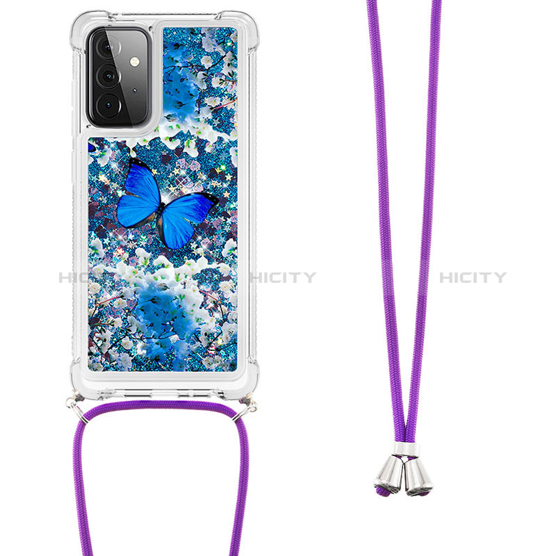 Silicone Candy Rubber TPU Bling-Bling Soft Case Cover with Lanyard Strap S02 for Samsung Galaxy A72 4G