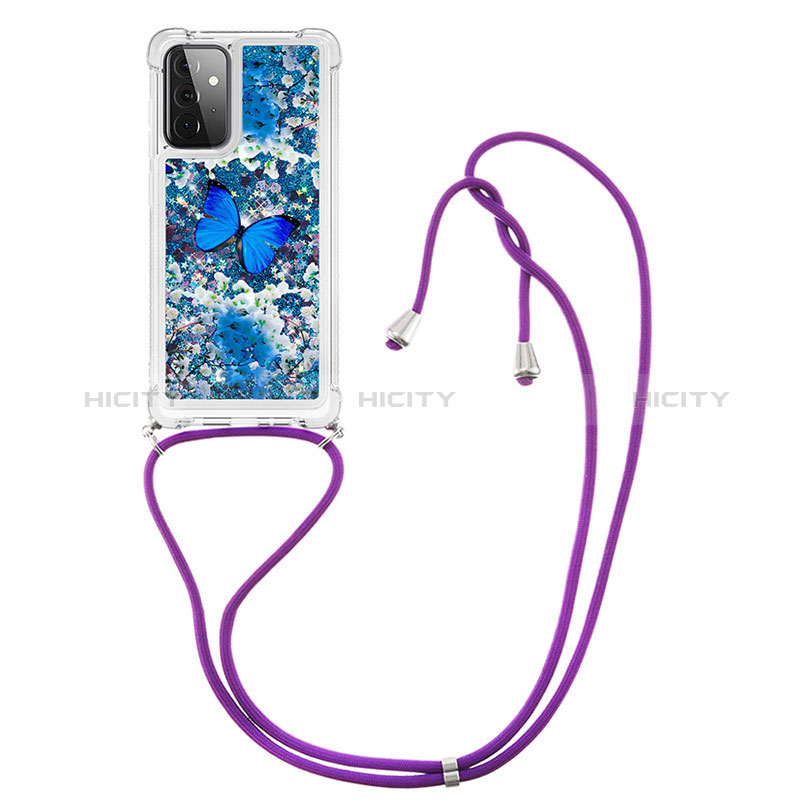 Silicone Candy Rubber TPU Bling-Bling Soft Case Cover with Lanyard Strap S02 for Samsung Galaxy A72 4G