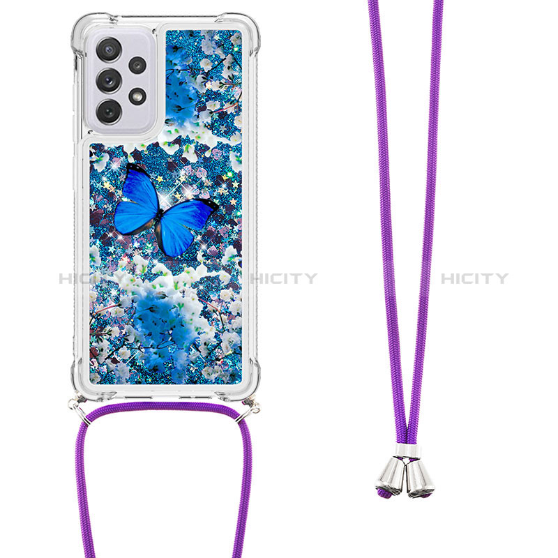 Silicone Candy Rubber TPU Bling-Bling Soft Case Cover with Lanyard Strap S02 for Samsung Galaxy A73 5G