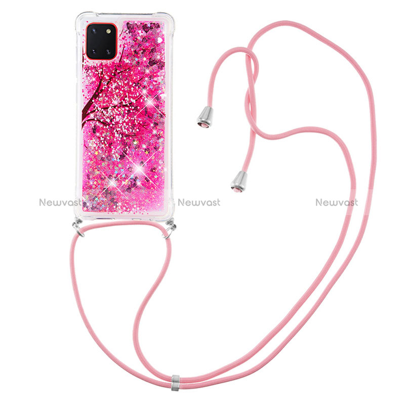 Silicone Candy Rubber TPU Bling-Bling Soft Case Cover with Lanyard Strap S02 for Samsung Galaxy A81